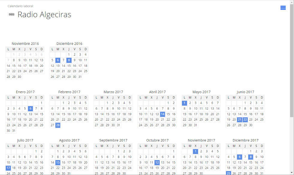 Gestión de los calendarios laborales