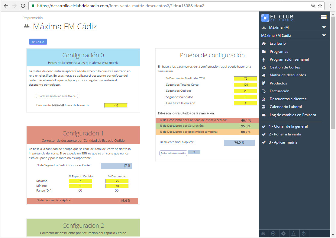 matriz de descuentos funcional