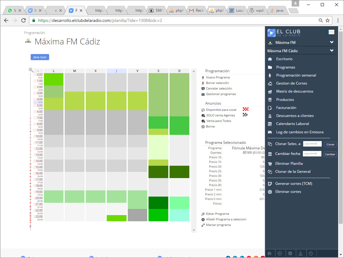 programación semanal